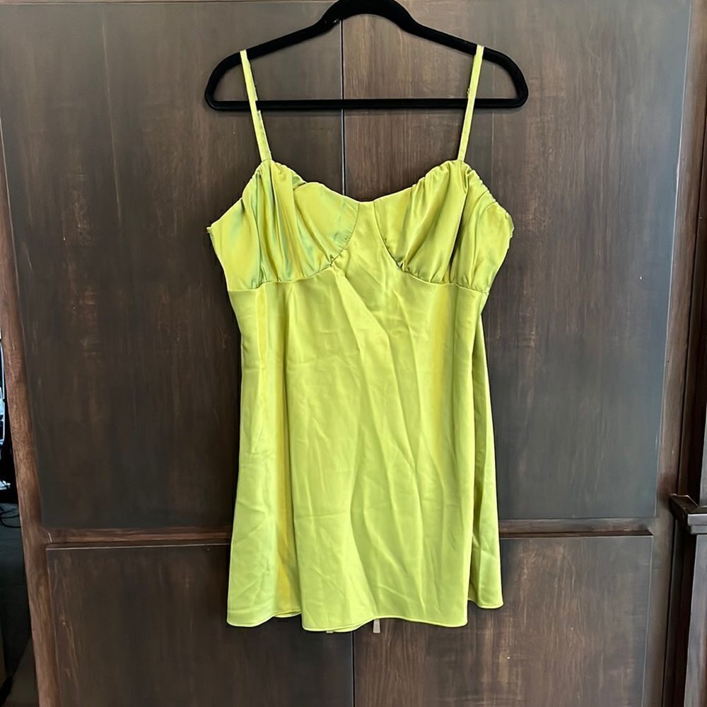 ASOS Green Satin Strappy Cami Tunic Dress Size 14